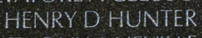 Name engraving of Corporal Henry D. Hunter on The Wall